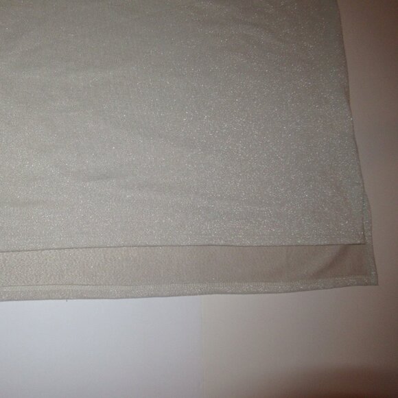 V Neck Shimmer Silver Beige 35" Tank Top Sleeveless Womens Tee Gibson Look New - Picture 5 of 15